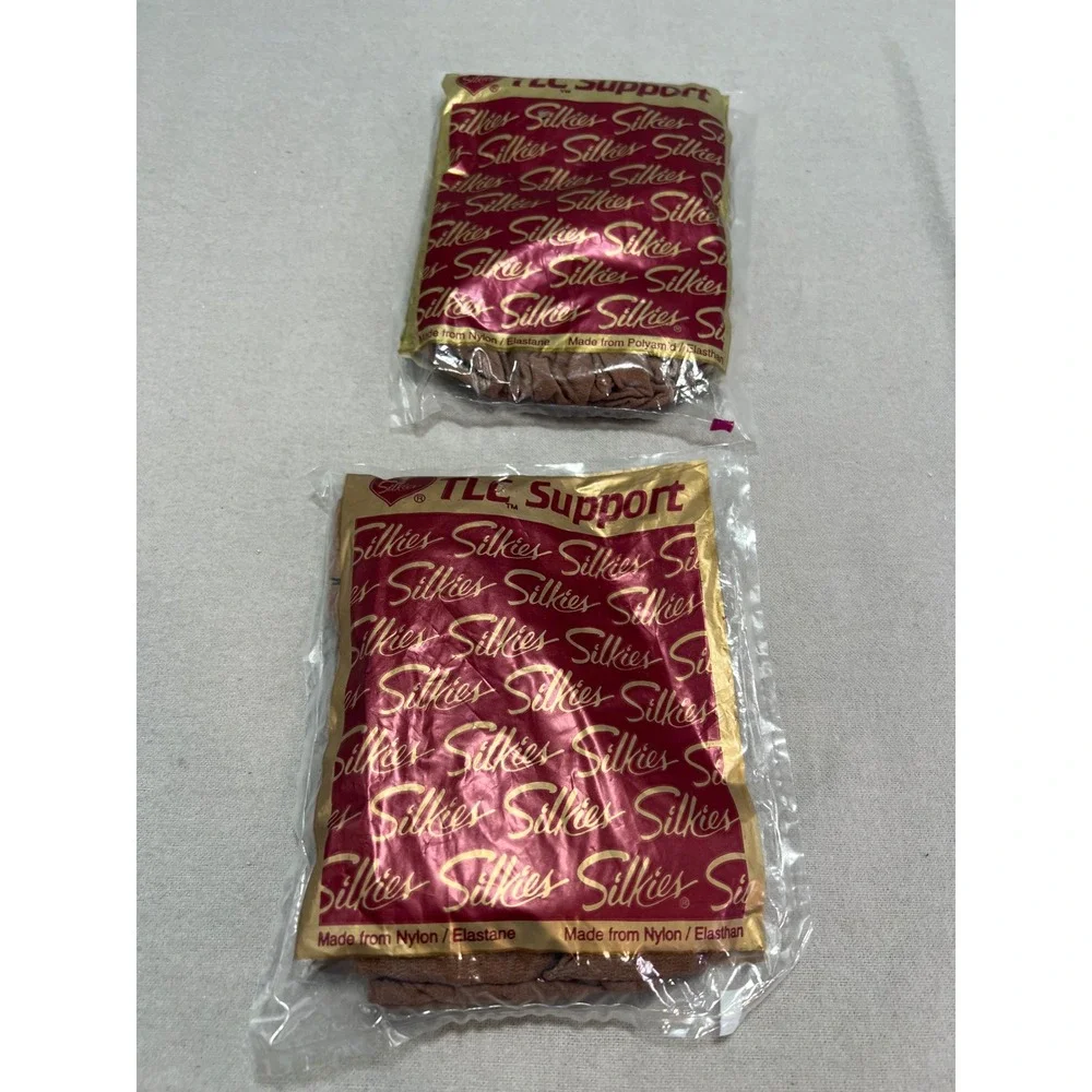 Silkies TLC Support Pantyhose Honey Beige Set of 2 Medium Vintage Total Leg #222